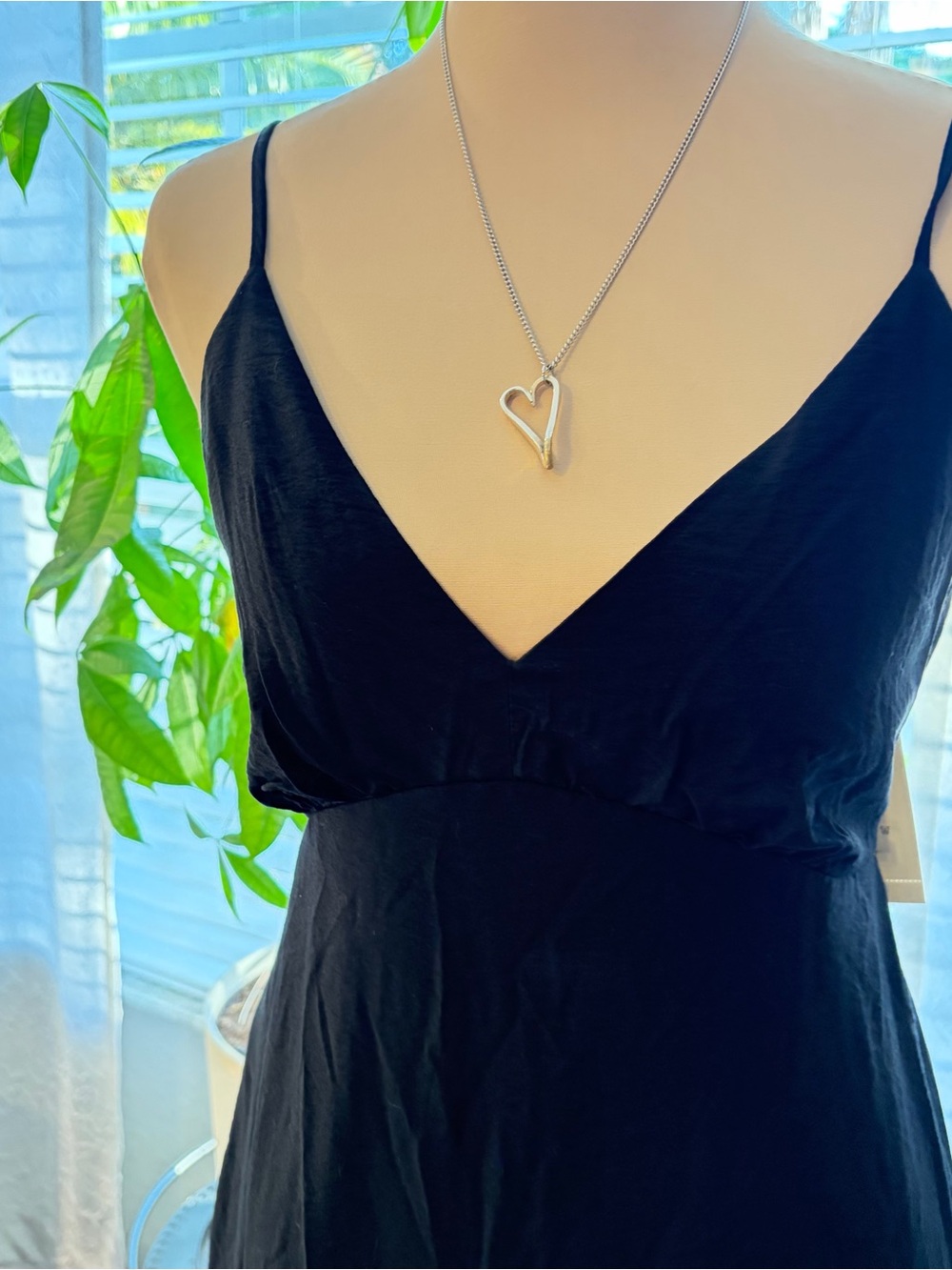 A New Day Black Maxi Dress adjustable thin straps open back size small NWT - Picture 2 of 8